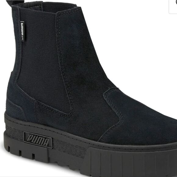 Puma Mayze Suede Platform Chelsea Boot- Black - Picture 1 of 10